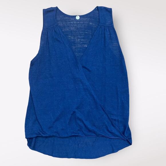 Margaret O’Leary Linen Blend Crossover Tank Womens Size Medium Navy - Picture 1 of 8